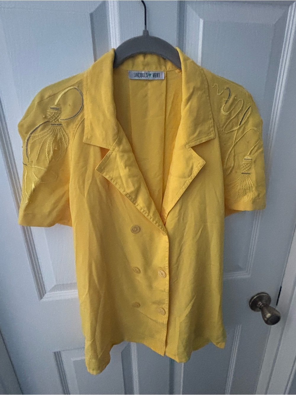 Yellow Short-Sleeve Double-Breasted Jacket